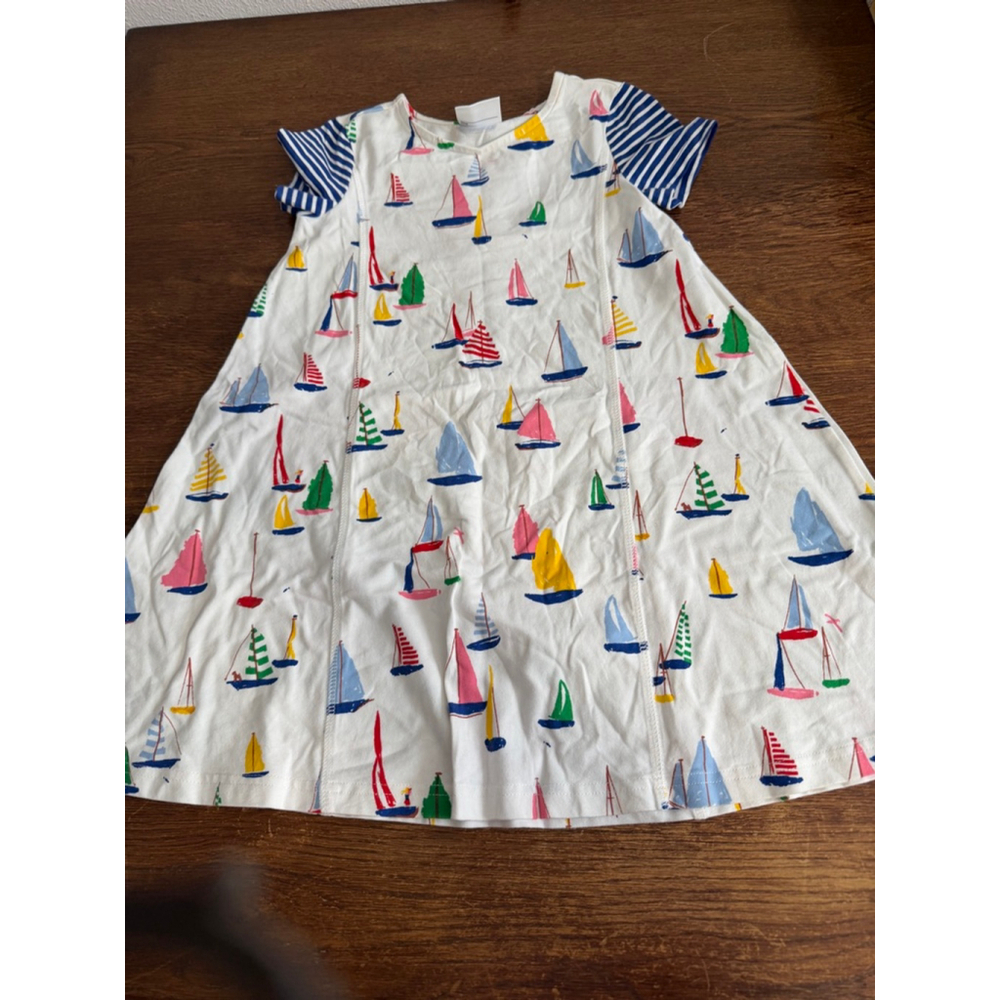 Hanna Andersson Girls Dress Size 120 Sailboat Print Nautical A-Line Cotton